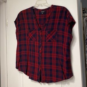 Navy/red plaid shirt from Torrid